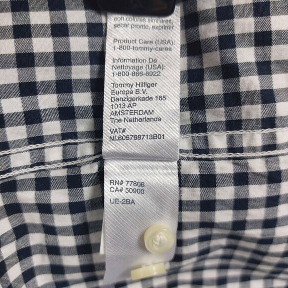 Tommy Hilfiger Shirt Mens Large Blue Gingham Button Down Classic Fit Long Sleeve - Picture 9 of 10